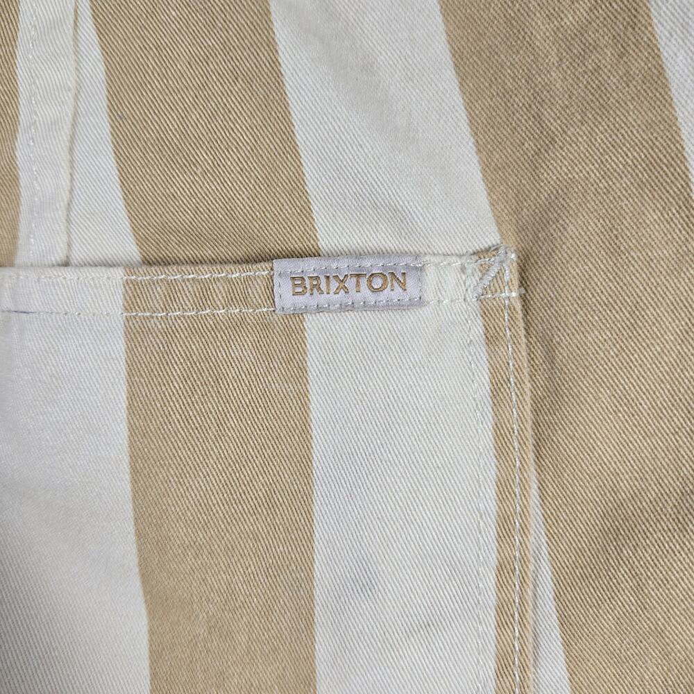 Brixton Costa Striped Overalls Femme Medium Sand/Natural 100% Cotton Artsy - Picture 11 of 15